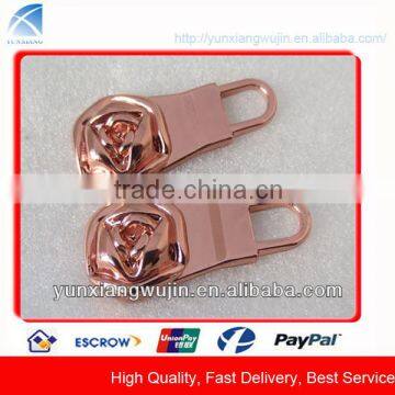 CD7701 Custom Rose Metal Decorative Zipper Pulls for Clothing