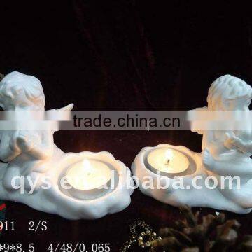 resin ceramic angel figurine candel holder