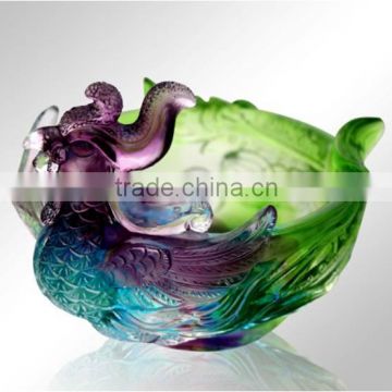 Phoenix bowl liuli bowl colored glaze crafts