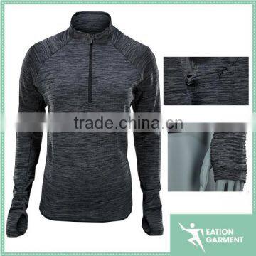 Half zipped front long sleeve new model sports t shirts thumbholes dri fit shirts wholesale