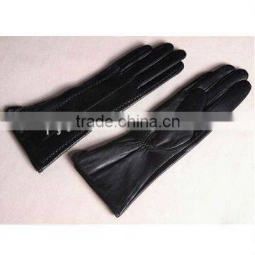 2014 best sale plain fancy black color girls leather gloves