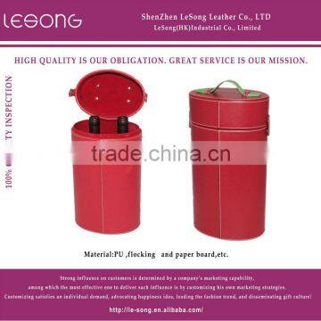 Professional Custom Printed Faux Leather Wine Box/Cardboard Wine Carrier for 2 Bottles