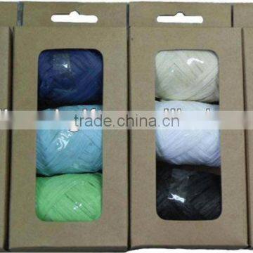 HOT SALE 10 Meters Plain Color Kraft Paper Raffia Ribbon Egg