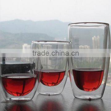 clear double wall glass tea cup