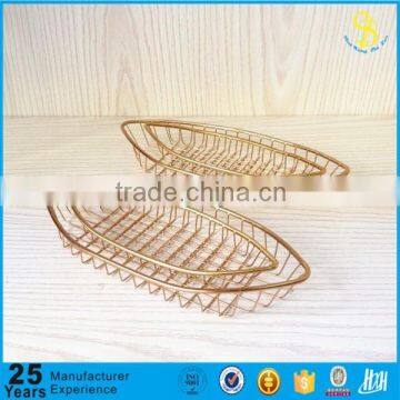 Trade assurance Gold plate Stainless Steel Fry Basket Bread Basket Dessert Basket, gold Restaurant Table Serving fry basket