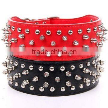 6-8 inch Fashion Neck Adjustable Unique Spiked Studded Leather Dog Collar