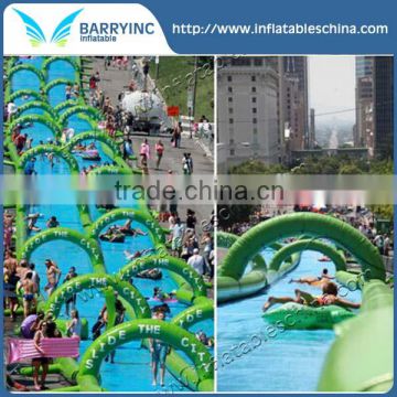 Green 300m Long Giant Inflatable Water Slide,Durable PVC Commercial Customized Inflatable Slide