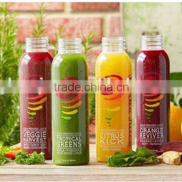 glass round bottle for beverage cold press raw juice 300ml