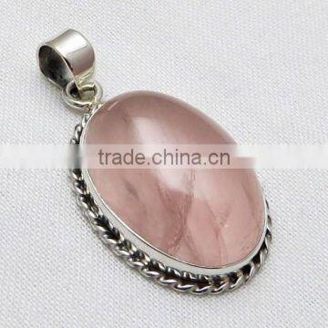 Heart Of Rose !! Pink Rose Quartz 925 Sterling Silver Pendant, Unique Silver Jewelry, Silver Jewelry India