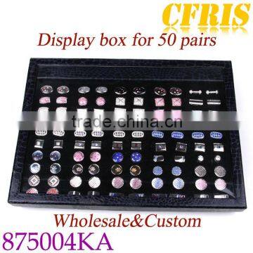 Wholesale Leather Display Cufflink box for 50-pair