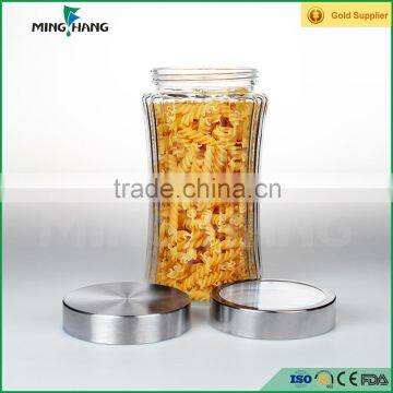 1600ml High quality round shape storage glass jar glass container with lid wholesale