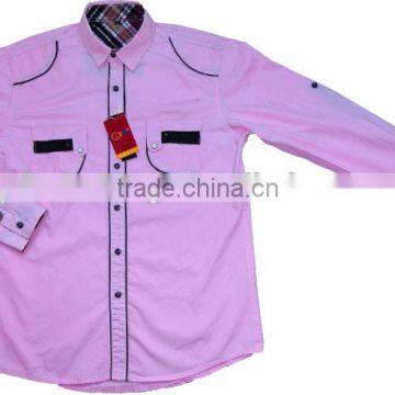 Crime Pink Long Sleeve Shirt Fashion Men's Shirt