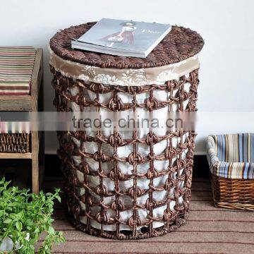 Collapsible white canvas bag laundry basket