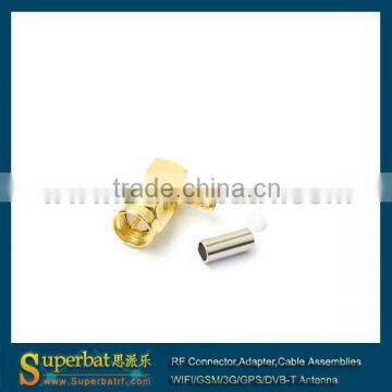 SMA connector gold plated Crimp Plug right angle for LMR100