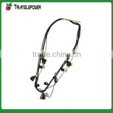 Fashion metal multi-layer chain necklace with tassels and rhinestones