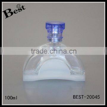 100ml semi-circle clear perfume bottle with sprayer, plastic cap