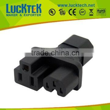 IEC 320 C14 Male to US female + C15/C13 female adapter