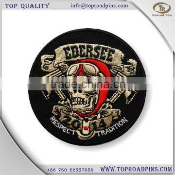 cheap custom fabric embroidery guns patches with self-adhesive ( hot cut edge )