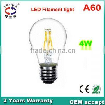 2014 New Arrival E27 360 Degree A60 LED Filament Bulb, 6W Led Filament Candle Light Quality Choice photo-3