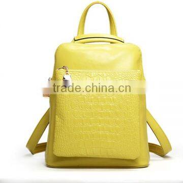 china supplier wholesale young lady yellow crocodile leather backpacks