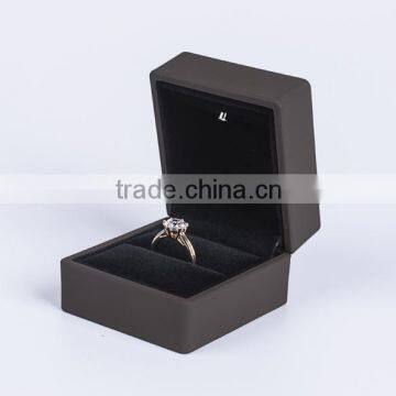 luxury stock brown led light jewelry ring box for proposal