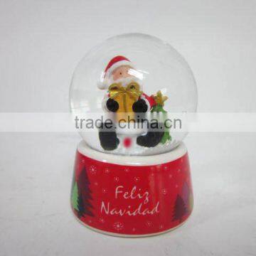 45mm snow global water ball with ceramic base and santa inside