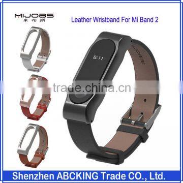 MIJOBS Replacement Bracelet For Xiaomi Mi Band 2 Genuine Leather Wristband