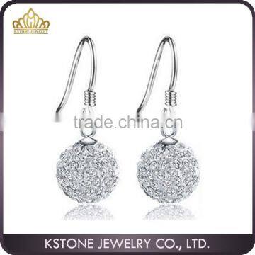 KSTONE White Crystal Fancy Earring Crystal Ball Drop Earrings