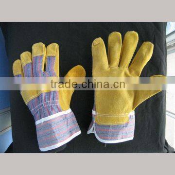 Pig Split Leather Full Palm Rubberized Cuff Leather Safety Glove-3590 photo-5