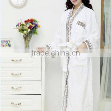 Cotton Luxury Bathrobe White Velour Embroidery RObe