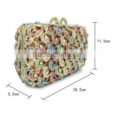 Latest Design Ladies Purse Hard Box Coloful Indian Bridal Clutch Purse Stone Party Bag (88161A-C) photo-3
