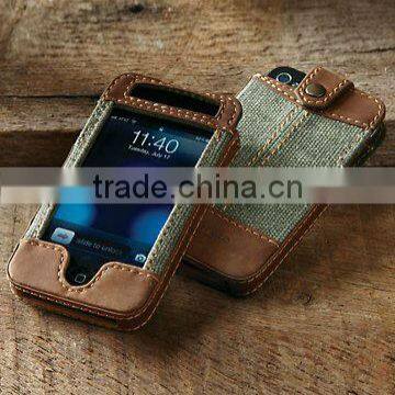 special canvas cover for Iphone with vintage top grain leather