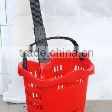 RH-BPR42-2 Multifunctional Supermarket Shopping Plastic Basket With Wheels photo-3