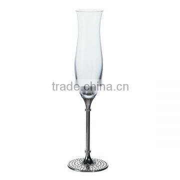 Clear Crystal Free Champagne Glass Cup With Metal Base