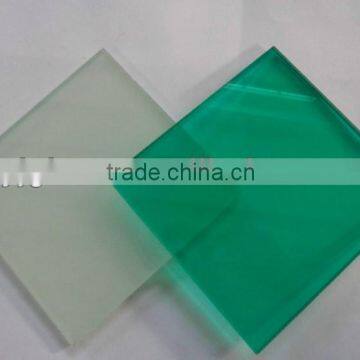 green tinted laminated glass with 2 interlayers