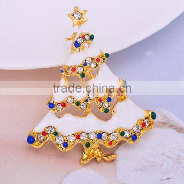 44*36mm In Stock Merry Christmas Rhinestone Christmas Tree Brooch