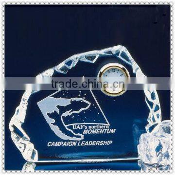 Engraved Clear Iceberg Crystal Table Clocks For Travel Gifts