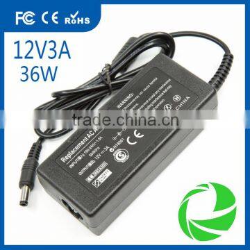 12 volt adapter 40W 12v 3.33a lcd led ac power adapter 5.5*2.5mm 5.5*2.1mm 3 pin transformer