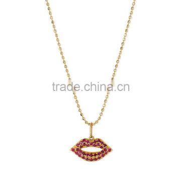 Red lip design necklace for girls sex rubby jewelry necklace