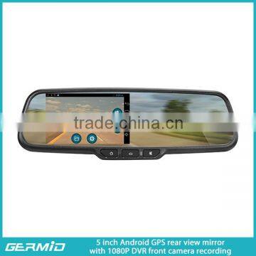 5 inch Android rear view mirror with backup camera and full HD DVR recorder google map link