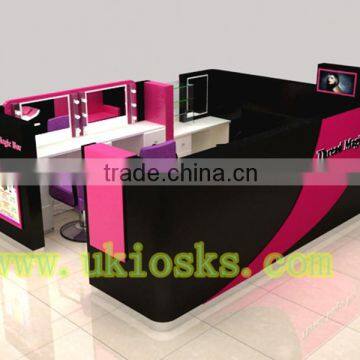 beauty salon kiosk 3m by 3m eyebrow kiosk / mall threading kiosk design for sale