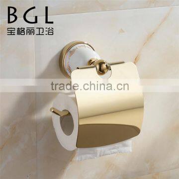 BAOGELI 2015 11733 wall mounted for bathrooms accessories brush gold finishing with lid toilet paper holder