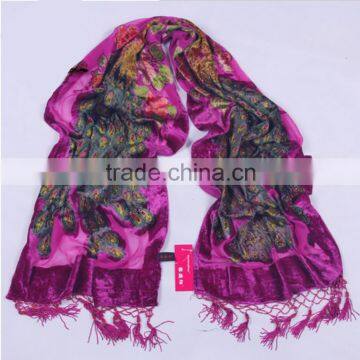 Peacock velvet silk Scarf