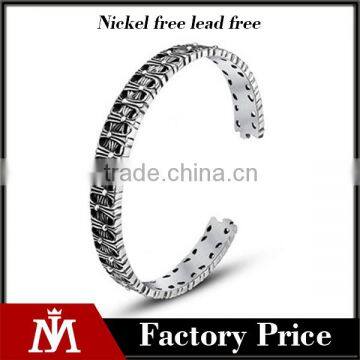 C shape antique silver vintage punk engraved stainless steel bangles