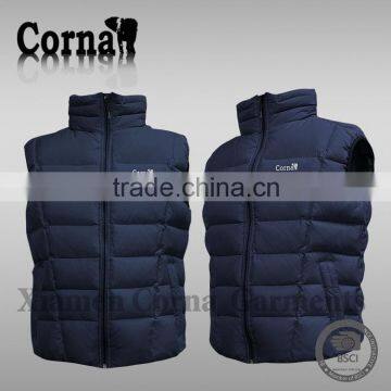 Custom high quality fashion navy down feather stand collar winter lightweight men's waistcoat