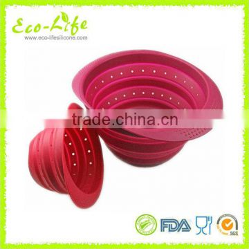 Food Safe Kitchenware Silicone Portion Control Foldable Strainer Basket, Fruit Vegetable Colander, Kitchen Tools