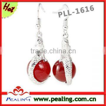 charm silvery red agate jewelry earring