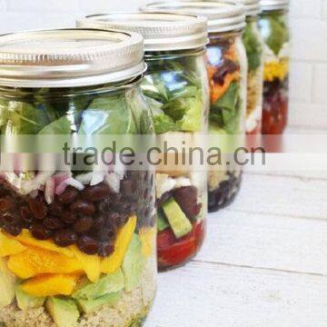 Hot selling 16oz round glass mason storage jar with screw top lid