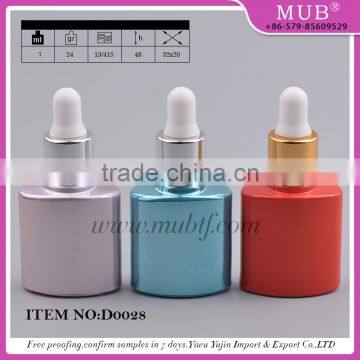 Aluminum cap dropper bottle with child and tamper proof cap uv gel colored glass essential oil bottles 7ml