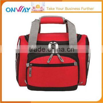 Red soft but durable fabric ladies travel thermal cooler carrier bag